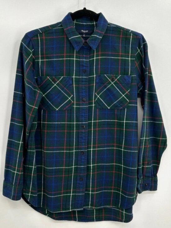 Madewell Tops - Madewell Plaid Flannel Shirt Blue Green Red Long Sleeve Button Up Womens M